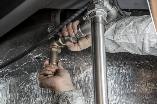 Close view of a plumbing connection